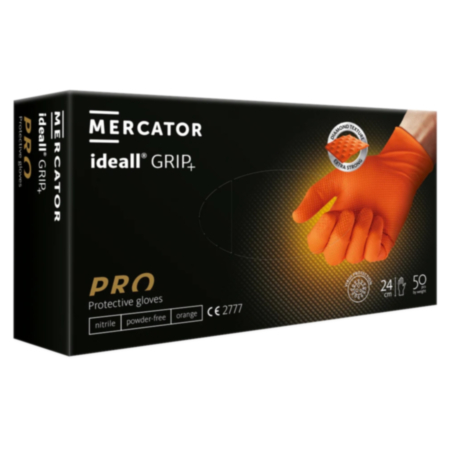 Mercator Ideall Grip+ Orange Nitrile Glove - Large