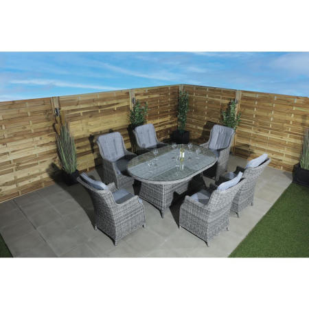 Oceania 6 Seater Oval Dining Set - Grey