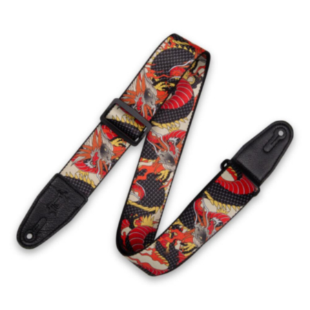 Levy's Prints Poly Leather Ends 2 Inch Guitar Strap - Japanese Dragon