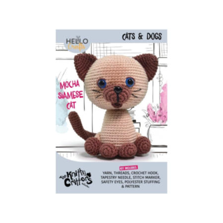 Knitty Critters: Cats & Dogs | DIY Crochet Kit - Mocha Siamese Cat