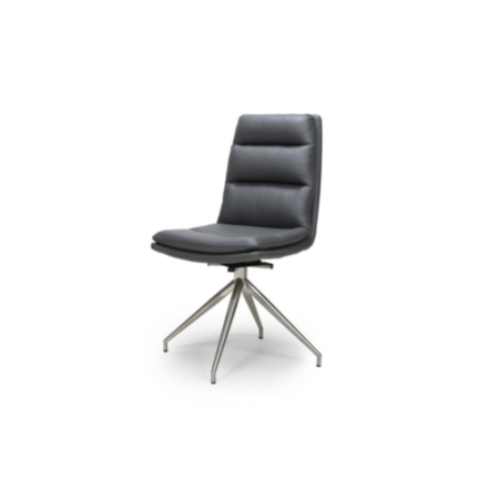 Nobo Swivel Dining Chair Grey/Brushed Steel (Pair)