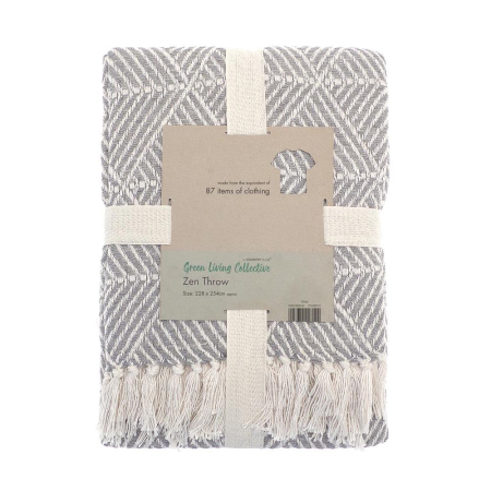 Green Living Collective Eco Friendly Zen Throw - Grey - 228 x 254cm
