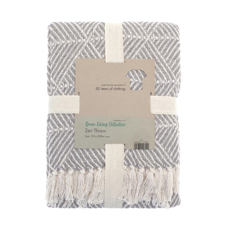 Green Living Collective Eco Friendly Zen Throw - Grey - 170 x 200cm