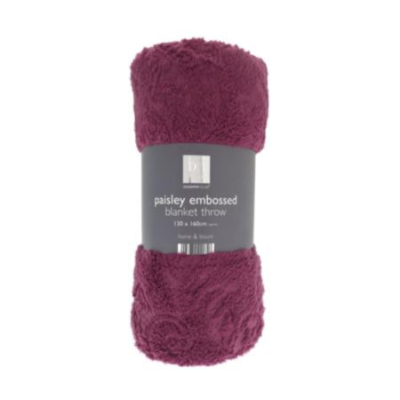 Country Club Paisley Embossed Sherpa Throw - 130 x 160cm