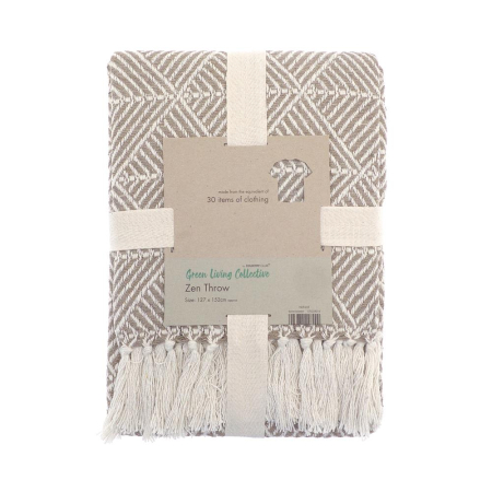 Green Living Collective Eco Friendly Zen Design Throw  - Natural - 127 x 152cm