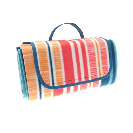 Country Club Textured Stripe Fleece Picnic Blanket - 130 x 130cm