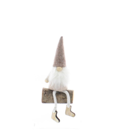 14cm Wooden Gonk With Brown Hat Shelf Sitter