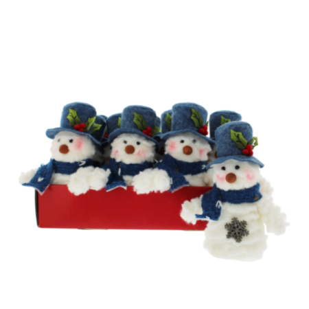 Snowman in Blue Hat Hanging Plush - 12cm