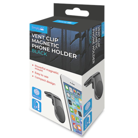 Black Vent Clip Magnetic Phone Holder