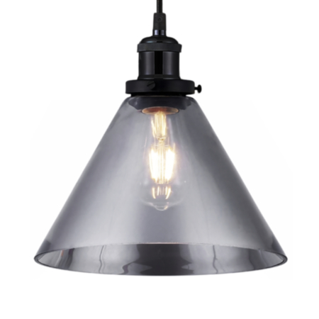 Vintage Glass Pyramid Lampshade - 10" (Smoked Glass)