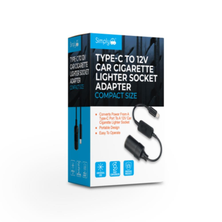 Type-C To 12V Car Cigarette Lighter Adaptor
