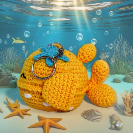 Knitty Critters Sealife Keyring Puffer Fish