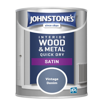 Johnstone's Quick Dry Satin Paint Vintage Denim 750ml