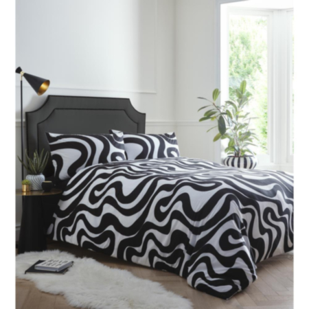 Retro Waves Duvet Set Black King Retro Waves Duvet Set Black King