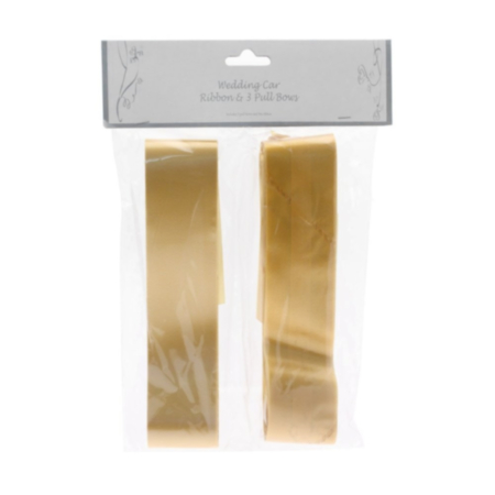Gold Wedding Car Ribbon & 3 Bows