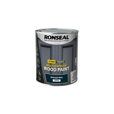 Ronseal Midnight Blue 10 Year Weatherproof Wood Paint Satin 750ml