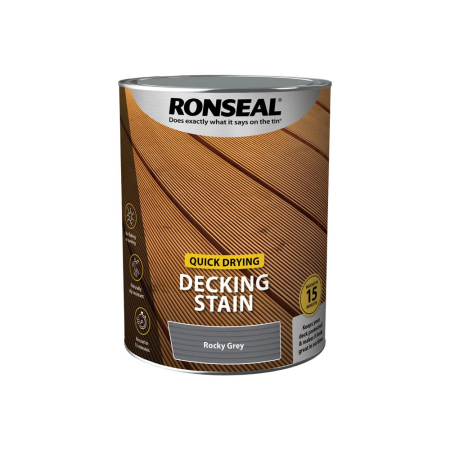 Ronseal Quick Drying Decking Stain One Coat Rocky Grey 5L