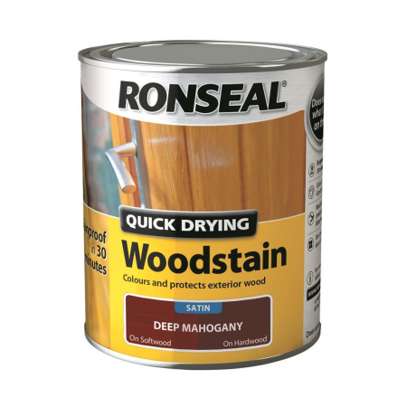 Ronseal Quick Drying Woodstain Satin Deep Mahogany 750ml