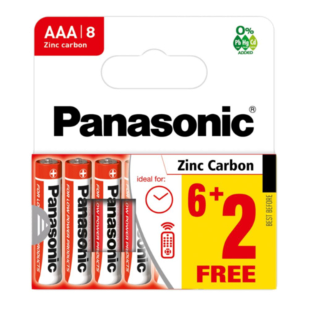 S16723 Panasonic AAA Zinc - Pack of 6+2