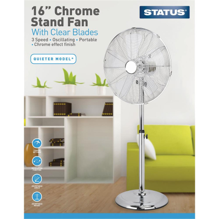 Status 16" Chrome Floor Fan - High Velocity