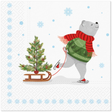 Skating Bear 33cm Napkin
