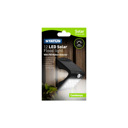 Status Cambooya IP65 LED Solar Flood light Black with PIR