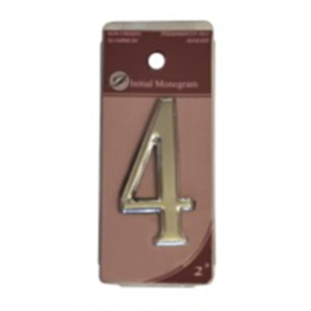 2" Silver Effect Numeral 4 Door Number