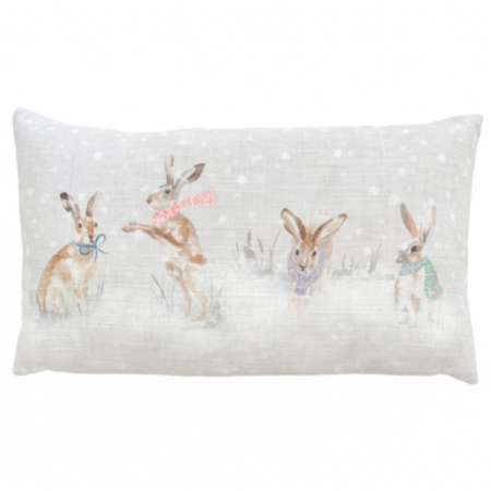 Evans Lichfield Snowy Hares Cushion - 30 x 50cm