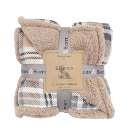 Kilburn Tartan Sherpa Natural 152 x 177cm