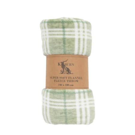 Kilburn Soft Flannel Fleece Throw - Sage - 1400 x 1800cm 