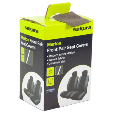 Sakura Merton Front Pair Seat Covers In Black With Grey