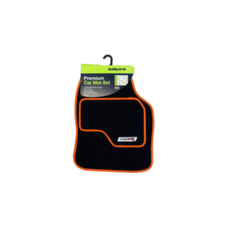 Sakura Type VR Embroidered Edging Car Mat Set - Orange