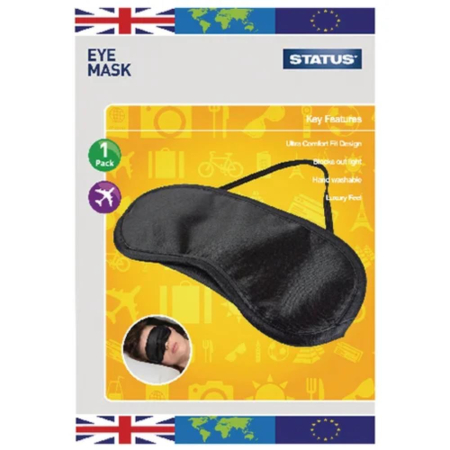 Status Travel Eye Mask - With Strap - Black 