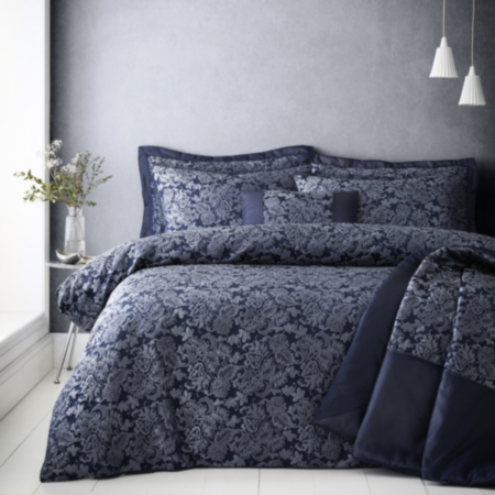 Portfolio Home Sandringham Damask Duvet Set - Navy