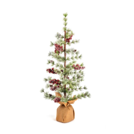 90cm Bristle Tree with Berries Hessian Base