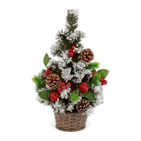45cm Snow Tipped Berry & Cone Dressed Tree in Pot 