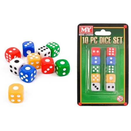 10Pc Dice Set On Blistercard "M.Y"