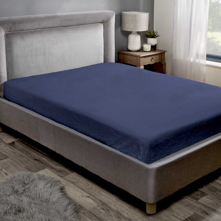 Teddy Fitted Sheet Navy Double