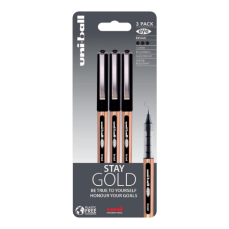 Uni-ball Eye Broad Pen - Black (3 Pack)