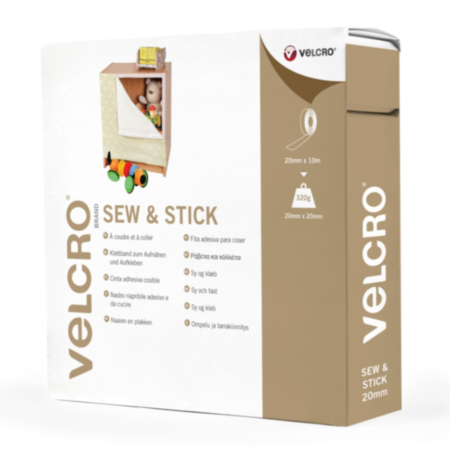 VELCRO® BRAND Sew & Stick Hook & Loop Tape - 10m x 20mm (White)