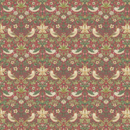 William Morris PVC Tablecloth - Strawberry Thief Crimson