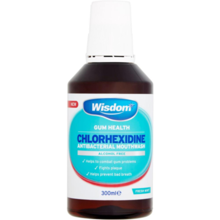 Wisdom Chlorhexidine Alc Free Mouthwash Mint 300ml