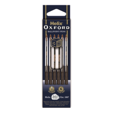 Oxford Ballpoint Pens 6 Pack Black
