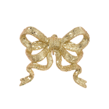 Glittered Gold Bow Clip (11cm)