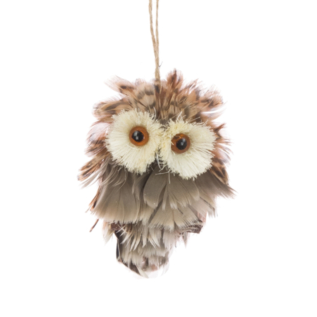 Christmas Hanging Ornament (9cm) - Feathered Owl