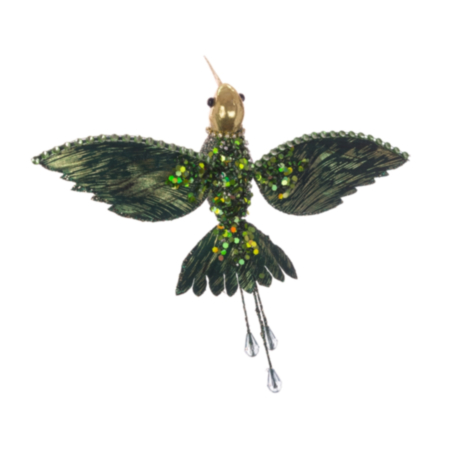 Green Beaded Hummingbird Clip (17cm)