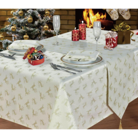 Le Chateau Reindeer Cream Tablecloth - 132 x 228cm