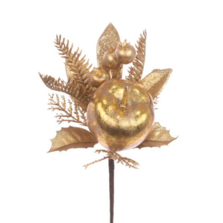 Gold Apple with Berries Pick  (23cm)
