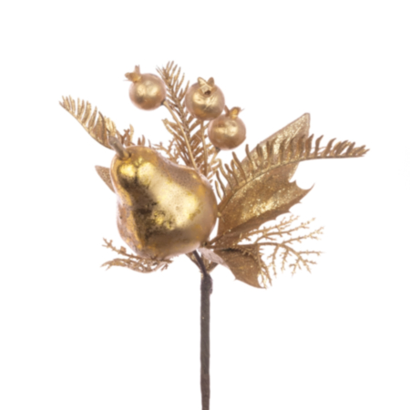 Gold Pear with Berries Pick (23cm)