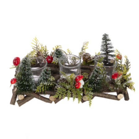 Wood and Toadstool 3 Candle Holder